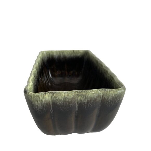 Hull Pottery Rectangular Planter F42 8.5 x 5" Green White Drip - Picture 2 of 9